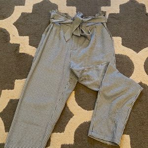 Checkered high waist trousers